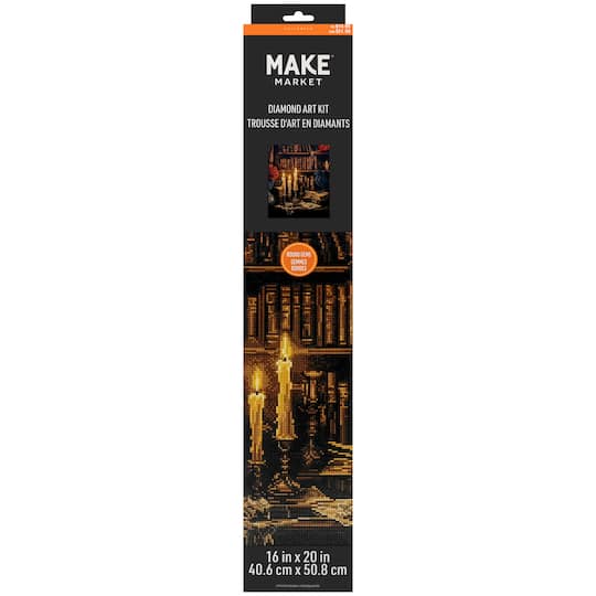 16" x 20" Candlelit Bookcase Diamond Art Kit by Make Market®